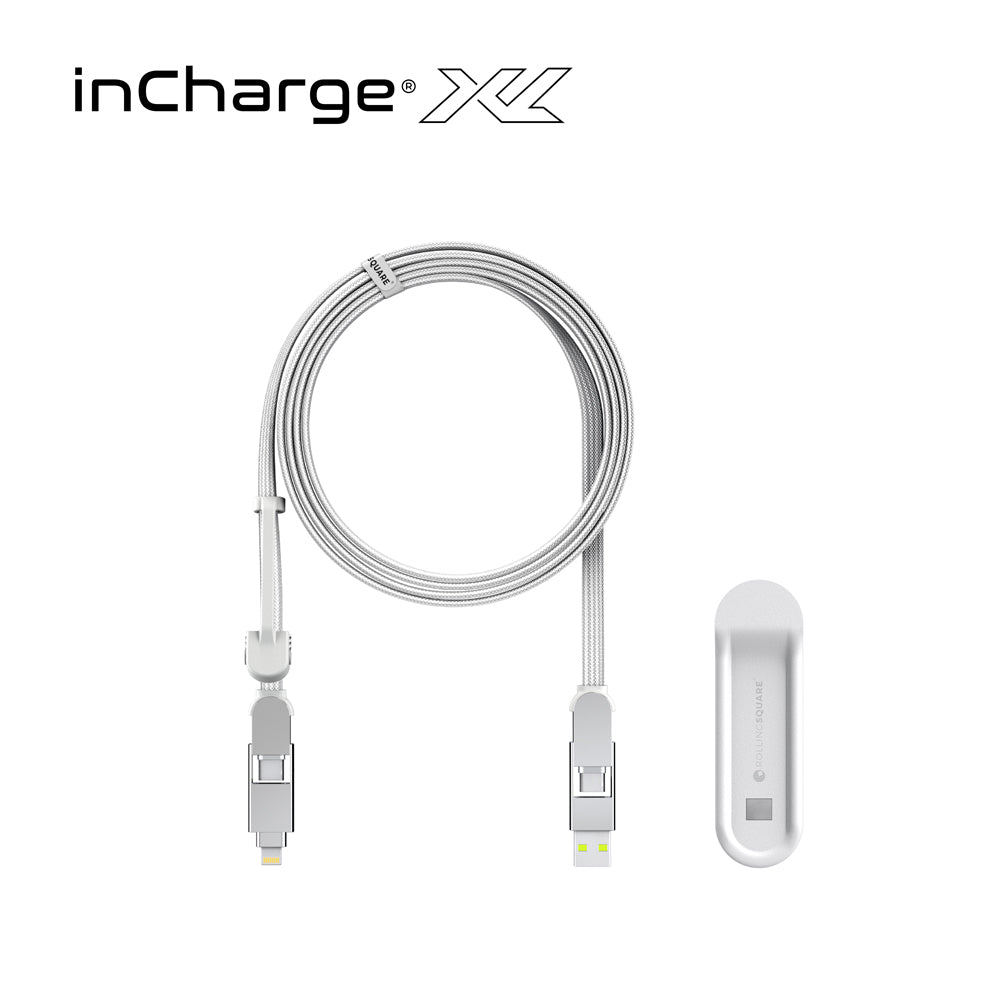 【200cm自由充電】inCharge XL 六合一 100W PD快充傳輸線（冰鑽白）