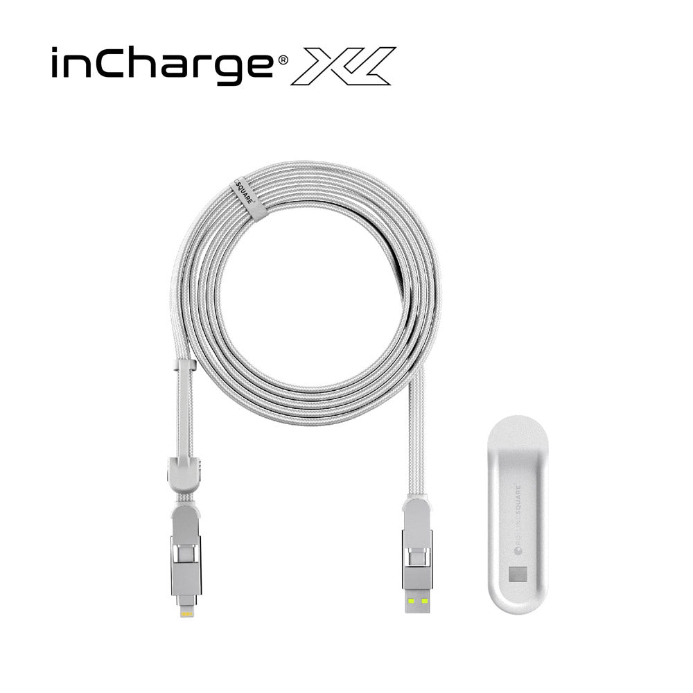 【300cm 充電不求人】inCharge XL 六合一 100W PD快充傳輸線（冰鑽白）