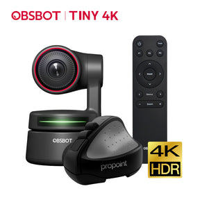OBSBOT Tiny 4K｜AI人臉辨識與人物自動追蹤的PTZ網路攝影機+遙控器+ProPoint多功旗艦版