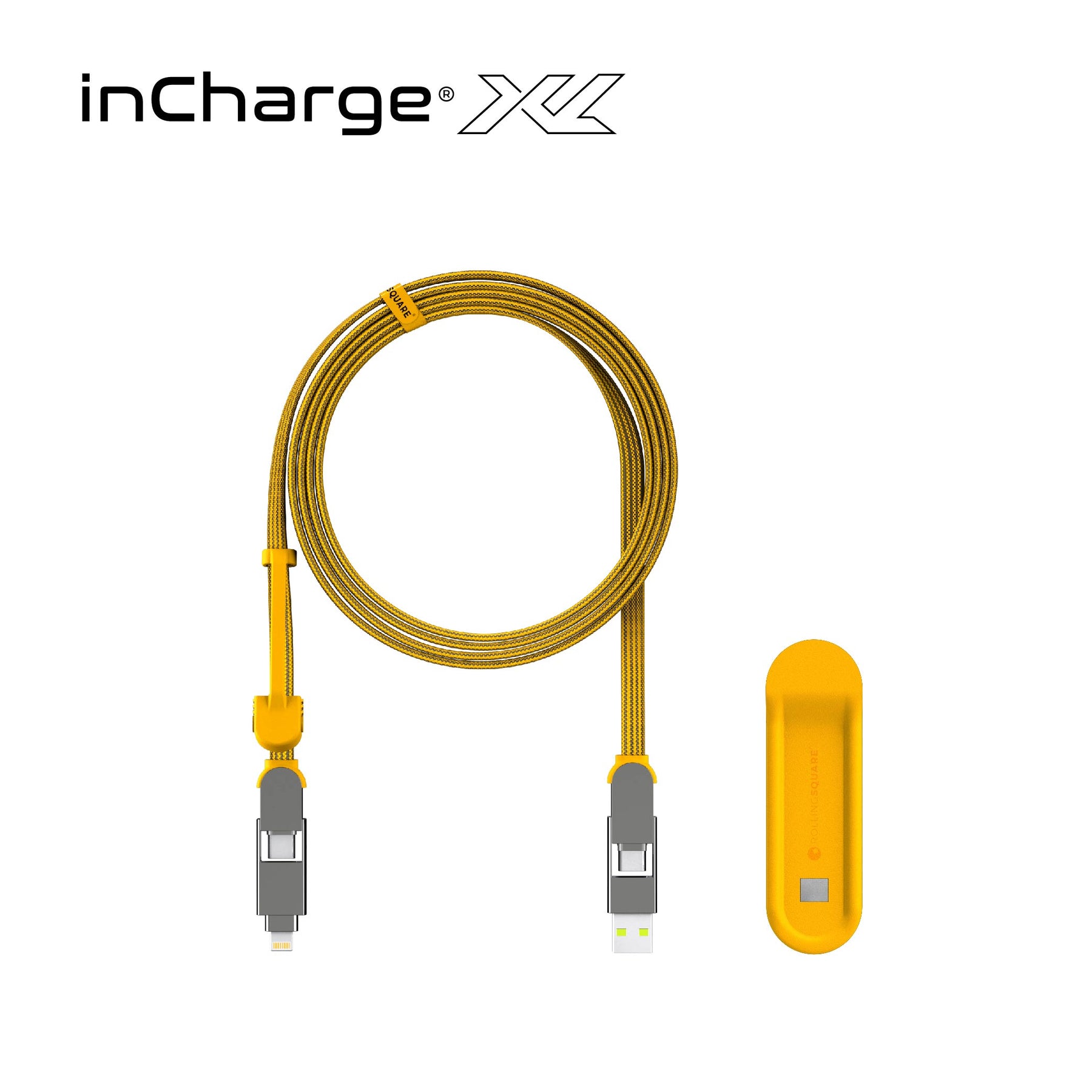 【200cm自由充電】inCharge XL 六合一 100W PD快充傳輸線（沙漠黃）