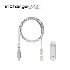 【200cm自由充電】inCharge XL 六合一 100W PD快充傳輸線（冰鑽白）